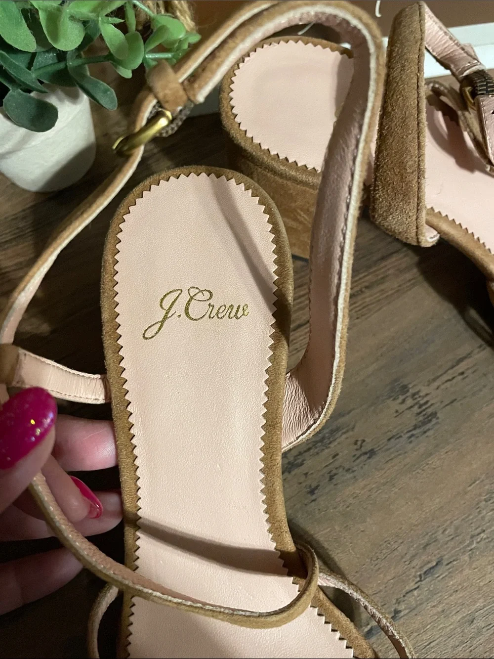 J. Crew Suede Leather Strappy Block Heel Sandals in Tan • Size 7